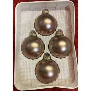 4 Vintage Christmas by Krebs Round Satin Bronze Glass Ornaments